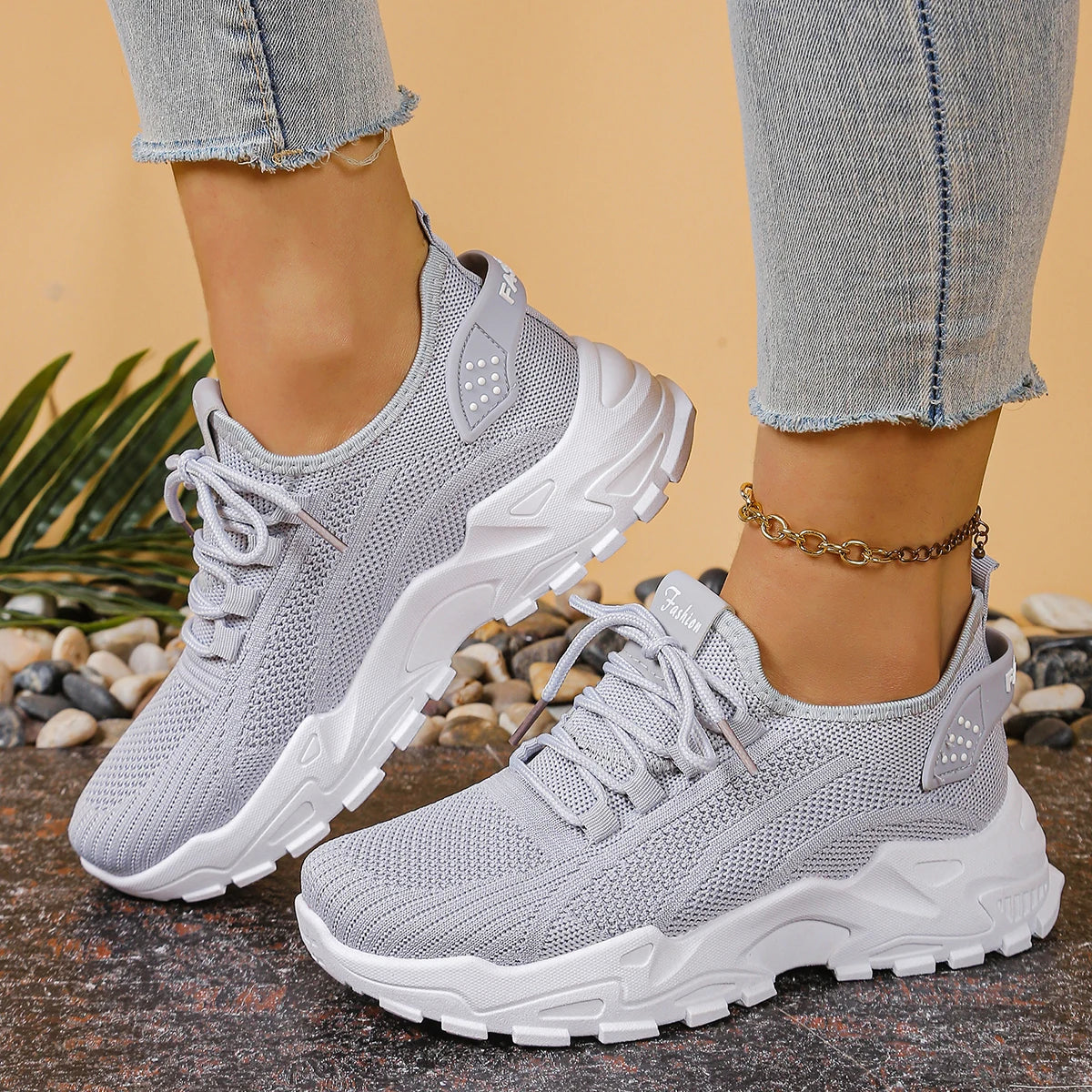 Tênis Feminino Casual Knit Ultra Confort